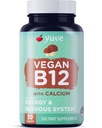 Yuve Vegan B12 s vápníkem pro maximální absorpci - Active Energy & Central Nervous System Support - 1000mcg Cobalamin Vitamin B 12 - Přírodní, Non- GMO, Gluten- Free, Sugar- Free - 30 Tabs