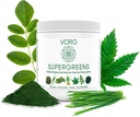VORG SuperGreens - # 1 Green Superfood Powder with Chlorella, Barley Grass, Moringa, Kelp, Spirulina, Wheatgrass - 100% Organic - Probiotika, Fiber & Enzymy (1 týden dodávky)
