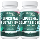 8- in-1 Lipozomální glutathion 2400 MG, vysoce absorpční antioxidační vzorec - s kyselinou hyaluronovou, kyselinou alfa- lipoovou, resveratrolem - kůže, jaterní detox & imunitní systém, 120 Softgels