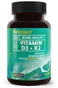 BioEmblim Vitamin D3 K2 Kapsle (5000IU a 200mcg) - Patentované MK7 a MK4 pro 3- in-1 komplexní podporu - Vegetariánský vitamin D K2 dodatek pro zuby, srdce, imunitní systém - Non- GMO, 90 Caps