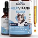 Cat Multivitamin - Podporuje zdravou pleť & Coat, Společná podpora, Dlouhověkost & More - Kočičí vitaminy - Kočičí doplňky & vitaminy - Kočičí vitaminy pro vnitřní kočky - Kočičí vitaminy - Kočičí imunitní podpora - 1oz