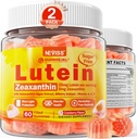 2 Pack Lutein a zeaxanthin doplňky Gummies (25mg) Vitaminy A, C, E, Borůvky, Astaxanthin - Kokosový olej pro lepší absorpci - pro dospělé a dospívající Vize, Oko, Mozek, Kůže - Vegan, cukr zdarma