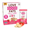 Love Good Fats Chewy Nutty White Chocolatey Strawberry Keto Bary - Low Carb Protein Snacks - 12 balení (1.59oz / 45g každý bar)