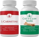 PURE ORIGINAL INGREDIENTS L- karnitin a Cat 's Claw Bark Bundle, 100 Kapsle Každý, Vždy čistý, Žádné přísady nebo Filler