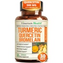Quercetin s doplňkem Bromelain Turmeric Curcumin - alergická pomoc, společná a imunitní podpora - Organic Turmeric Supplement s Black Pepper (Bioperin) - 60 Quercetin 500mg Kapsle