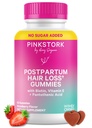Pink Stork Postpartum Hair Loss Gummies PHAR124; Biotin, Pantotenová kyselina, Vitamin E, B6, B12 GART124; Postnatální růst vlasů + Regrowth Support PHAR124; Dýchací krmivo - Friendly GART124; Postpartum Essentials PHAR124; 60 Gummies