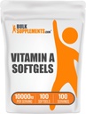 BulkSupplements.com Vitamin A 10000 IU Softgels - Vitamin A Retinyl Palmitát, Vitamin A pilulky - Vitamin A doplněk, Oční doplňky - Lepek zdarma, 1 Softgel per Serving, 100 Softgels