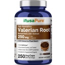 NusaPure Valerian Root 20: 1 Extract, 250 mg Ekvivalentní s 5000mg per Veggie Caps, 250 Count, Vegan, Non- GMO, Bioperin