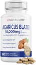 Agaricus Blazei Organic Houby Extract for Immunication & Energy Support - 30% Polysacharidy a 180 Veggie Kapsle - Non- GMO, gluten- Free, Vegan- Friendly Dodatek