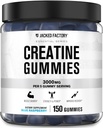 Jacked Factory Creatine Monohydrát Gummies (3g) - Creatin for Muscle Growth, Strength, Enhanced Energy, and Improved Athletic Performance - 150 Gummies, Blue Raspberry