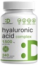 Deal dodatek Hyaluronic Acid doplňky 1,500mg - 240 Kapsle, s MSM & Vitamin C - Čisté 95% cd 124; Non- GMO + Plant based HA - Podporuje zdravé klouby, kosti, spojovací tkáně, a hydratace kůže