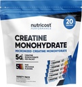Nutricost Creatin Monohydrát Prášek Variety Stickpack (5 Flavors, 20 Servings) - Mikronizované, 5 Grams Creatin Monohydrát per Pack