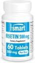 Supersmart - Fisetin 500 mg / den (Easy- to- Take) - 98% čistý Fisetin dodatek - Vysoce biologicky dostupný polyfenol - Potenciální senolytický aktivátor S124; Non- GMO & gluten zdarma - 60 tablet
