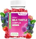 Mléko Thistle Gummies, 10- in-1 Bylinné Formule pro vyčištění jater Detox & opravy s kořen pampelišky, kurkuma, Artyčok - Optimální funkce jater a trávicí zdraví - Smíšené Berry Flavor