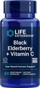 Life Extension Black Elderberry + Vitamin C, Každý den imunitní podpora z Elderberry & Vitamin C, Gluten zdarma, Non- GMO, Vegetariánské, 60 Kapsle