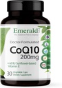 EMERALD LABS CoQ10 200mg - Premium Wellness dodatek s přírodním vitaminem E - Podporuje antioxidant, cirkulaci, energetiku a srdeční zdraví - 30 Kapsle (30denní dodávka)