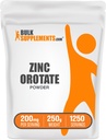 BulkSupplements.com Zinek Orotate Powder - Zinek Minerály Dodatek, pro imunitní podporu - Gluten Free, 200mg na Serving, 250g (8.8 oz) (Balení po 1)