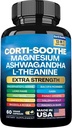 Corti- Sooth Cortisol Supplement, Magnesium Glycinate 200mg L- Theanine 150mg Ashwagandha 150mg Fosfatidylserine Cortisol Manager Lions Mane Ginkgo Biloba Bacopa Monnieri Valerian Root (60 Caps)