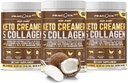 Kolagen Keto Coffee Creamer Powder 12.22 oz, balení po 3, Hydrolyzované kolagen Peptidy s kokosem MCT olej, hořčík, neochucený proteinový prášek, bez cukru kávový krém pro smoothies