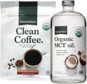 Natural Force Organic Clean Coffee + Organic MCT Oil Bundle - 100% čisté kokosové MCTs & Mold & Mycotoxin Free Coffee - Non- GMO, Keto, Paleo, a Vegan - 12 Oz Bag a 32 Oz skleněná láhev