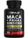 Maca Root Kapsle 10 000 mg + Korean Panax Ginseng 1 400 mg - 20x Koncentrovaný extrakt černý + červený + Žlutý Maca Root, 10x Koncentrovaný extrakt Panax Ginseng Kapsle - Ultra potent & high purified