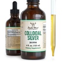 Koloidní stříbro Liquid 20 PPM - 4 Fl OZ (Plata Coloidal with Dropper) 99,9% Čisté, Gluten Free, Non- GMO by Double Wood Dodatky