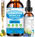 Quercetin s vitaminem C a zinkem - Quercetin Liquid Drops - Quercetin s Bromelainem - Zinek Quercetin - Doplněk pro imunitní podporu pro respirační zdraví a reakce těla na občasné alergie