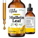 Wild & Organic Mullein Tincture - lung Cleanse and Detox - Liquid Mullein Leaf Extract for Lungs with Echinacea - Verbascum Thapsus Drops - Vegan, Cukr & Alcohol- Free Supplement - 4 fl oz