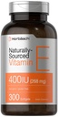 Horbäach Vitamin E Softgel Kapsle 124; 400 iu OF 124; 268mg OF 124; 300 Count OF 124; Non-GMO a gluten Free Naturally- Sourced Formule 124; D- Alpha Tocopherol