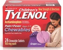 Tylenol Dětská bolest + Horečka Žvýkací tablety 160 mg, Grape Flavor 24 ea (3 balení)