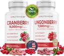 Všechny v jednom PAC Bundle - Cranberry & Lingonberry Kapsle - Vitamin C a 25% Proanthocyanidins pro močový trakt, Gut Health, Antioxidant Support - Non- GMO, gluten- Free, Vegan dodatek