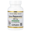 Resveratrol, 98% čistý Trans- Resveratrol, bez emodinu a PAU, italské sourced, 200 mg, 60 Veggie Kapsle