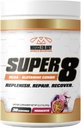 MUSCLEOLOGIE Super 8 High Performance BCAA, Electrolyte & glutamin Směs Formule - Post- Workout Recovery a Muscle Building Dodatek, 30 Serving (Maracuya)