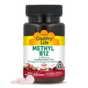 Country Life Methyl B12, podporuje Energy & Stamina, 5,000mcg, 60 Lozenges, Certified gluten zdarma, Certified Vegan, Certified Non- GMO Ověřeno