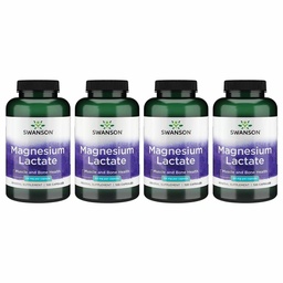 Swanson Magnesium Laktát - Minerální dodatek Podpora svalů a kostí Podpora zdraví - Lactose- Volný laktát minerální forma pro jemnou absorpci - (120 Kapsle, 84mg každý) 4 Pack