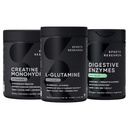 Sportovní výzkum L- glutamin (100 Služeb), kreatin monohydrát (60 Služeb) a trávicí enzymy s probiotika & Ginger (90 Služeb) - Všechny non-GMO ověřené, Vegan & gluten zdarma