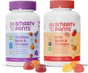 SmartyPants Toddler a děti Multivitamin Gummies Bundle: Omega 3 Fish Oil (EPA / DHA), Vitamin D3, C, Vitamin B12, B6, A, K & Zinek, Biotin, Gluten zdarma, Tři ovocné příchutě (30 den dodávky)