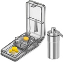 JohnBee Pill Cutter 124; Nejlepší Pill Cutter pro malé nebo velké pilulky 124; Navrženo v USA 124; Cuts Vitamíny 124; Pill Splitter se štítem 124; Zahrnuje Keychain Pill Holder (Gray)