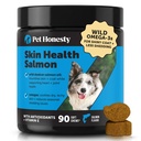 Pet Upřímnost Kůže Zdraví losos Žvýkací - Itch Relief pro psy, Omega 3 Rybí olej pro psy, Přírodní losos olej pro psy Žvýkací pro zdravou pleť & Coat, Může snížit svlékání, Dog Rybí olej doplňky - 90 Ct