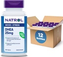 Natrol Mood & Stress DHEA 25mg s vápníkem, Dietní dodatek pro rovnováhu některých hormonů a Mood Support, 180 Tablety, 180 Day Supply (Balení 12)