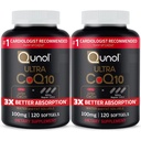 Qunol Ultra CoQ10 100mg, 3x lepší absorpce, patentovaná voda a tuk rozpustný přírodní doplněk forma koenzymu Q10, antioxidant pro srdeční zdraví, 240 Počítání Softgels