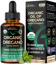 USDA Organic Oil of Oregano - Liquid Drops with Vitamin E - Made in USA - Doplněk pro imunitní podporu, Digestion Health & Antioxidant - Non- GMO, Natural, Vegan - Jako pilulky, Kapsle, Softgels 1 fl oz