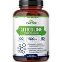 Zazzee Extra Strength Citicoline, 500 mg per Serving, 100 Vegan Kapsle, Superior CDP Choline Form, 100% Vegetarian and Pharmaceutical Grade, 50- Day Supply, All- Natural and Non- GMO