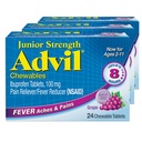Advil Junior Strength Žvýkací Ibuprofen Pain Reliever and Fever Reducer, Children 's Ibuprofen for Pain Relief, Grape - 24 tablet (balení po 3 tabletách)