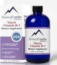 HoneyCombs vitamin B3 Niacin dodatek tekuté kapky - High potency vitamin B3 kapalné kapky pro muže a ženy - Udržovat trávicí systém, kůže, jazyk, energie a další - Vegan Niacin Drop (8 Fl oz)