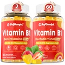 Vitamin B1 Gummies PHAR124; Benfotiamin 500mg s vitaminem B6 B9 B12 & Magnesium pro nervové zdraví, Energie & Metabolismus Support PHAR124; Sugar Free, Non GMO, Vegan, 120 Counts