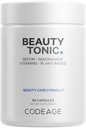 Codeage Biotin dodatek s vitaminem C, Vitamin E, Vitamin B6, Niacin, Folát, Organic Food Blend, Phytoceramids, Astaxanthin, Selen - Beauty Tonic - Vlasy, kůže, a nehtové podpory - Vegan, 90 Ct