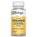 SOLARAY Vitamin E 400 IU (268mg), Suchá forma se smíšenými tokoferoly Vitamin E - Doplněk k antioxidantům, PMS a Menopauza Support - 60denní záruka, Laboratorní ověření - 50 Podání, 50 Kapsle