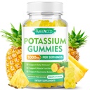Kalium Citrát Gummies 1000mg, High potency Draslík Dodatek Gummies pro dospělé ženy a muže, Podpora bolesti nohou a svalů zdraví, Sugar- zdarma, Ananas Flavor, 60 Počet