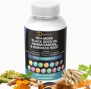 Sea Moss 3000mg Black Seed Oil 2000mg Ashwagandha 1000mg Turmeric 1000mg Bladderwrack 1000mg Burdock 1000mg & Vitamin C & D3 s Elderberry Manuka Dandelion Yellow Dock Jod Chlorofyl ACV